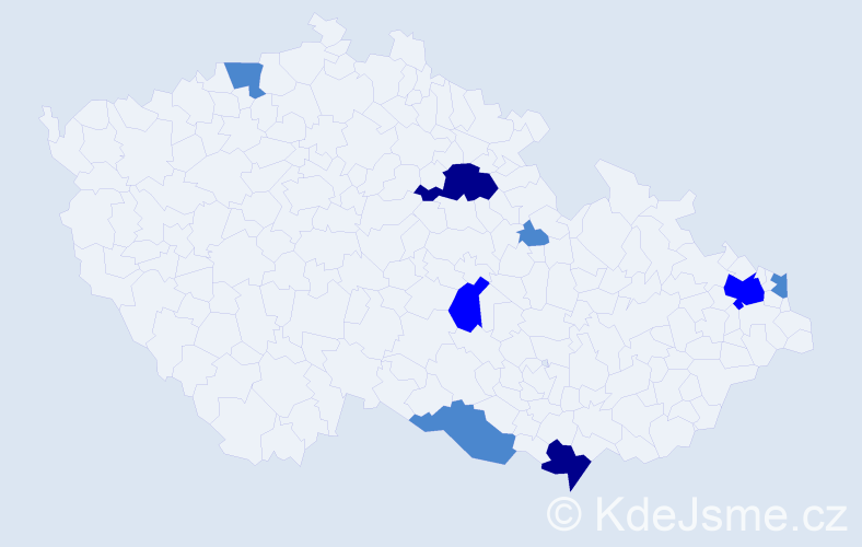 Příjmení: 'Čička', počet výskytů 14 v celé ČR
