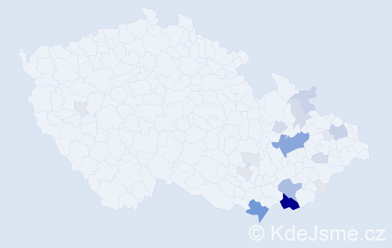 Příjmení: 'Můčka', počet výskytů 78 v celé ČR