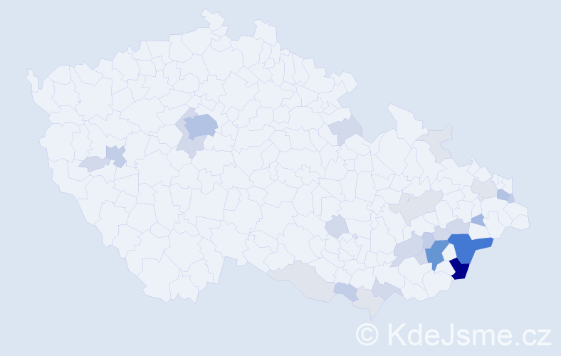 Příjmení: 'Maniš', počet výskytů 109 v celé ČR