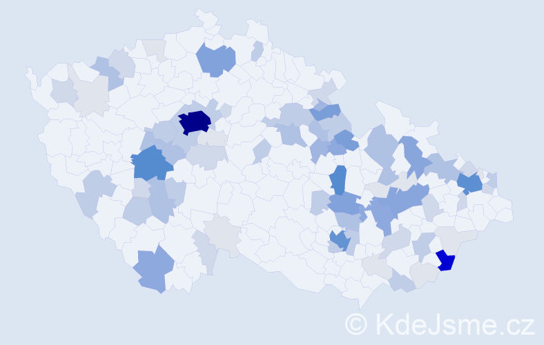 Příjmení: 'Krahulec', počet výskytů 306 v celé ČR