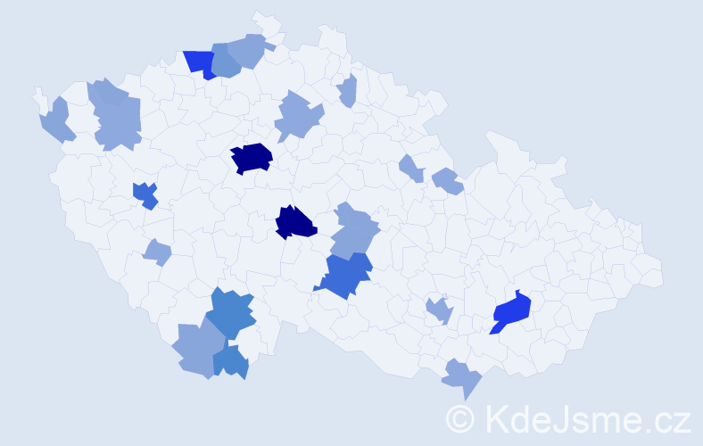Příjmení: 'Zrna', počet výskytů 71 v celé ČR