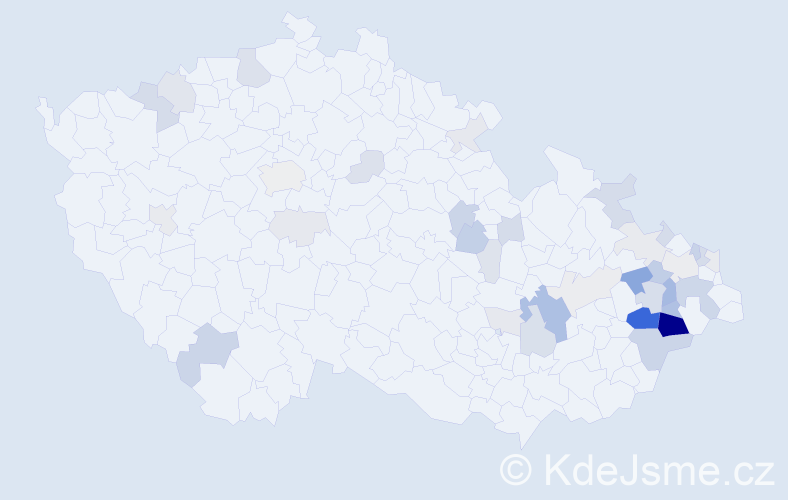 Příjmení: 'Frňková', počet výskytů 117 v celé ČR