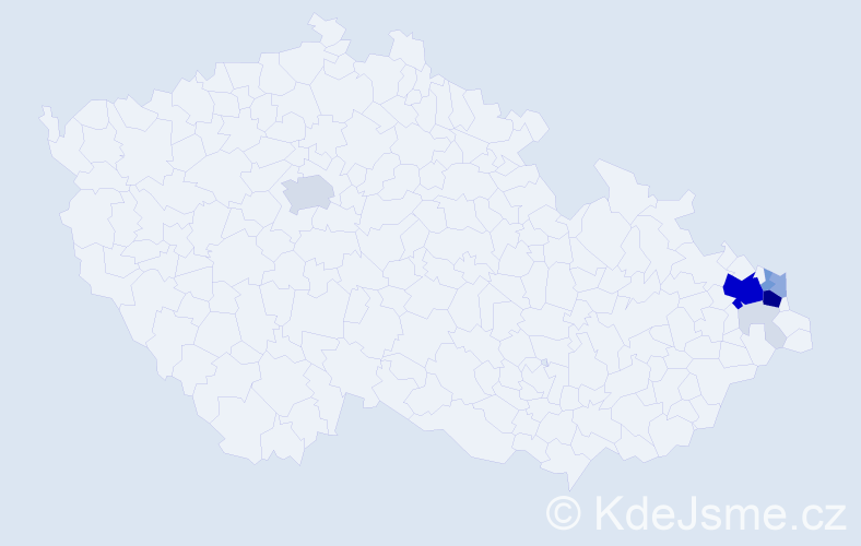 Příjmení: 'Rajdus', počet výskytů 45 v celé ČR