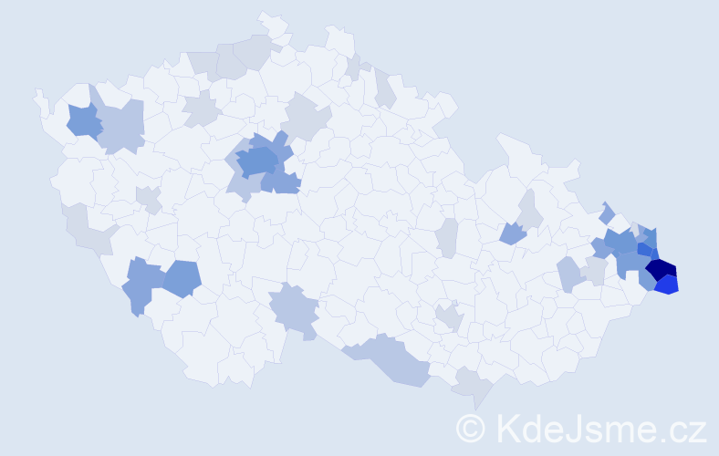 Příjmení: 'Michaliková', počet výskytů 134 v celé ČR