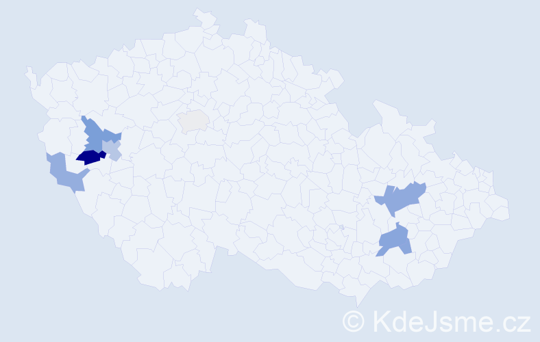 Příjmení: 'Zsemberi', počet výskytů 15 v celé ČR