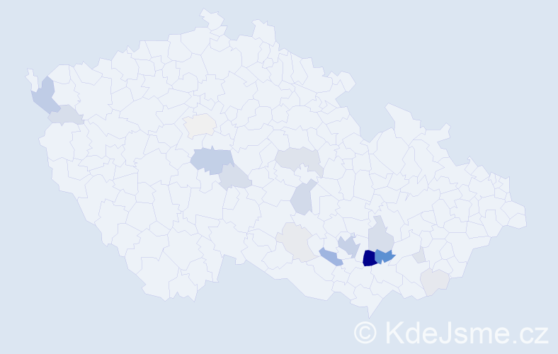 Příjmení: 'Tesáčková', počet výskytů 60 v celé ČR