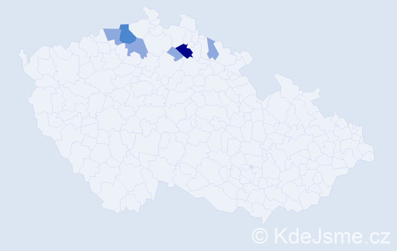 Příjmení: 'Varcl', počet výskytů 11 v celé ČR