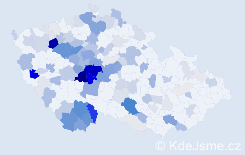 Příjmení: 'Kuthan', počet výskytů 465 v celé ČR