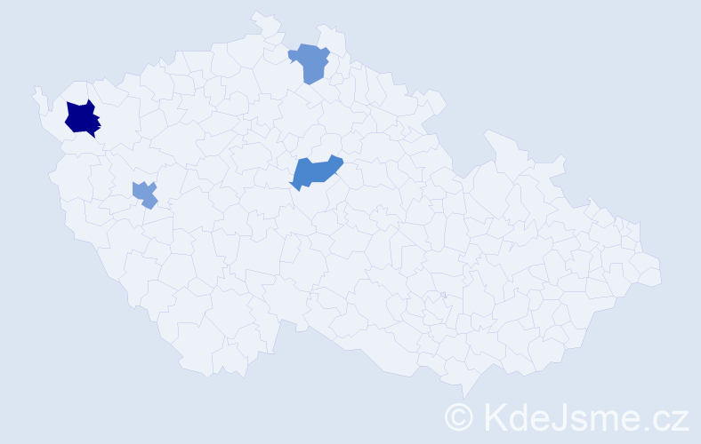 Příjmení: 'Pšererová', počet výskytů 5 v celé ČR