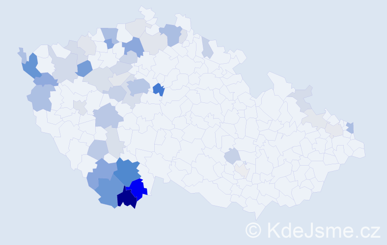 Příjmení: 'Jirkal', počet výskytů 147 v celé ČR
