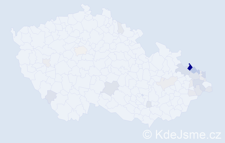 Příjmení: 'Kolarčíková', počet výskytů 87 v celé ČR