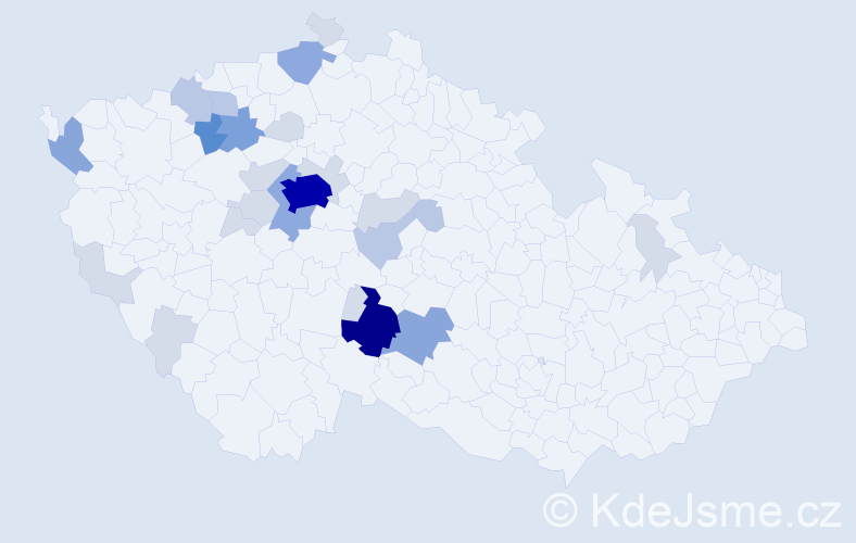 Příjmení: 'Kubisková', počet výskytů 81 v celé ČR