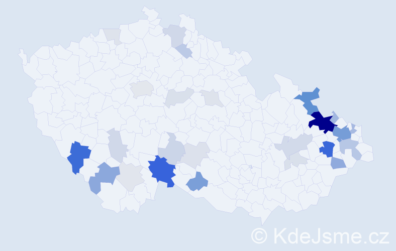 Příjmení: 'Balová', počet výskytů 97 v celé ČR