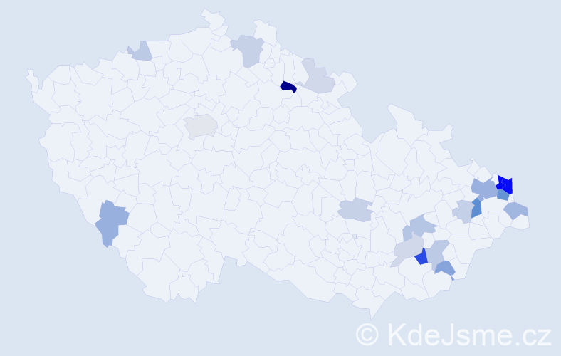 Příjmení: 'Wojcik', počet výskytů 66 v celé ČR