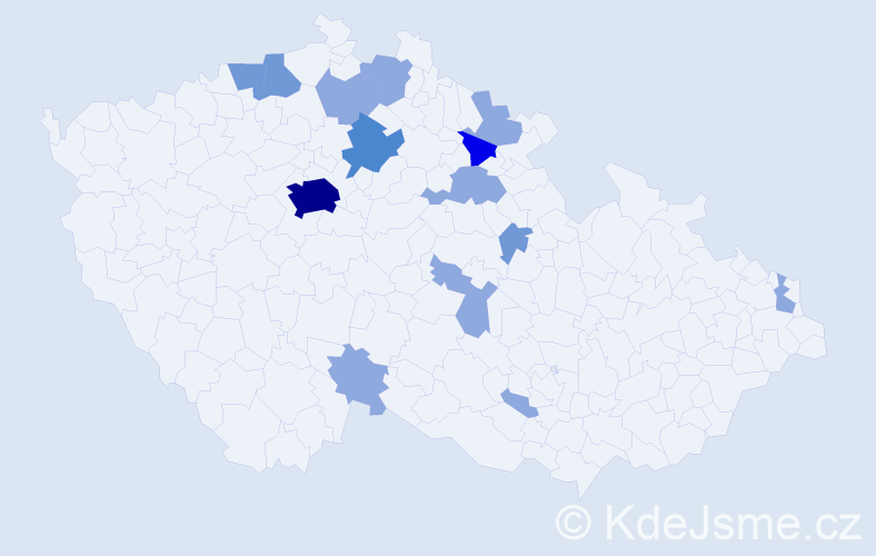 Příjmení: 'Kittnarová', počet výskytů 30 v celé ČR
