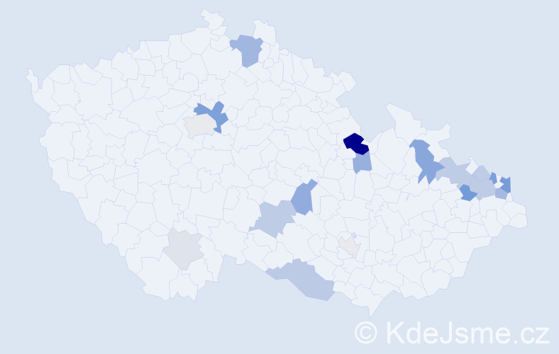 Příjmení: 'Marec', počet výskytů 50 v celé ČR