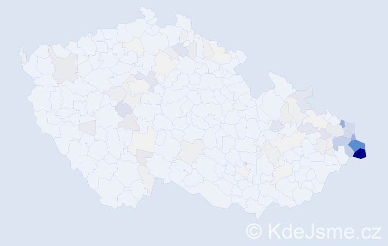 Příjmení: 'Klus', počet výskytů 440 v celé ČR