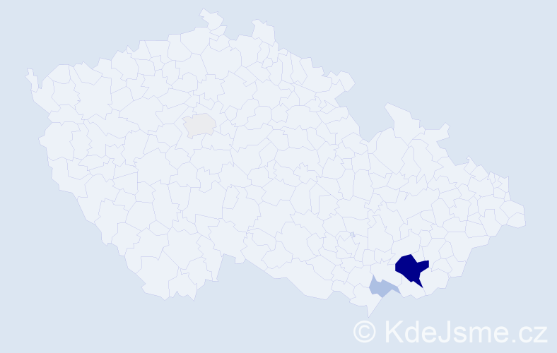 Příjmení: 'Teťhal', počet výskytů 11 v celé ČR