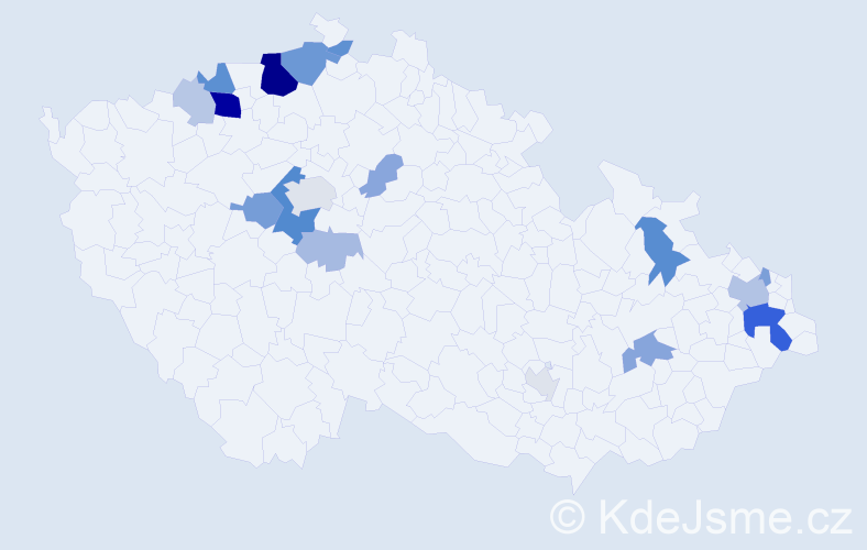 Příjmení: 'Hajas', počet výskytů 53 v celé ČR