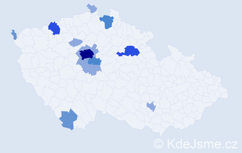 Příjmení: 'Kniha', počet výskytů 38 v celé ČR