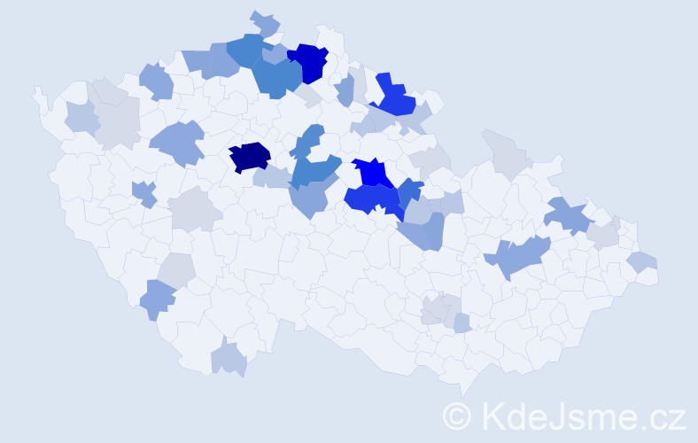 Příjmení: 'Košnar', počet výskytů 200 v celé ČR