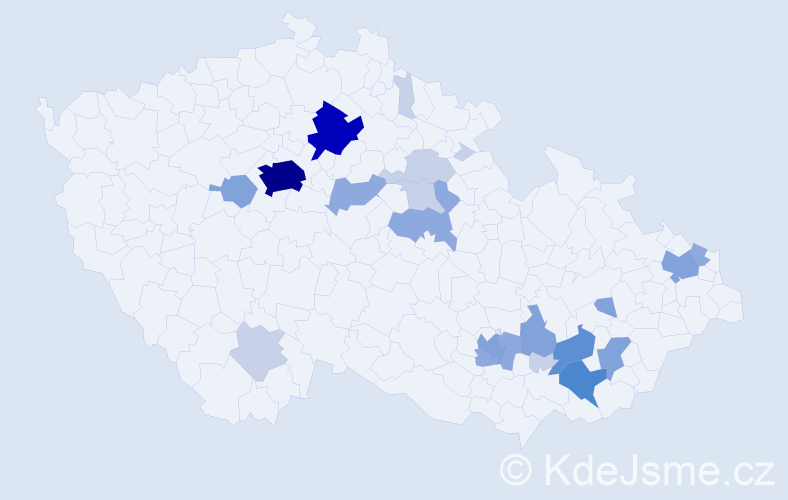 Příjmení: 'Nevyjelová', počet výskytů 70 v celé ČR