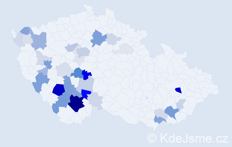 Příjmení: 'Křiváčková', počet výskytů 140 v celé ČR