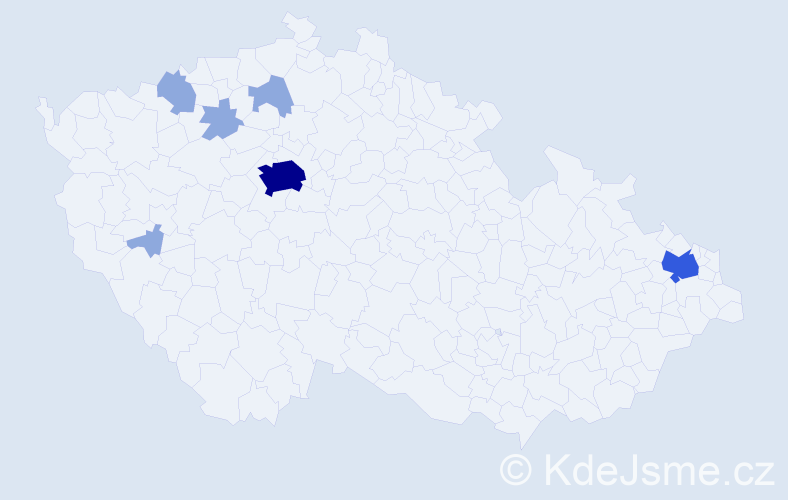 Příjmení: 'Kráĺová', počet výskytů 12 v celé ČR