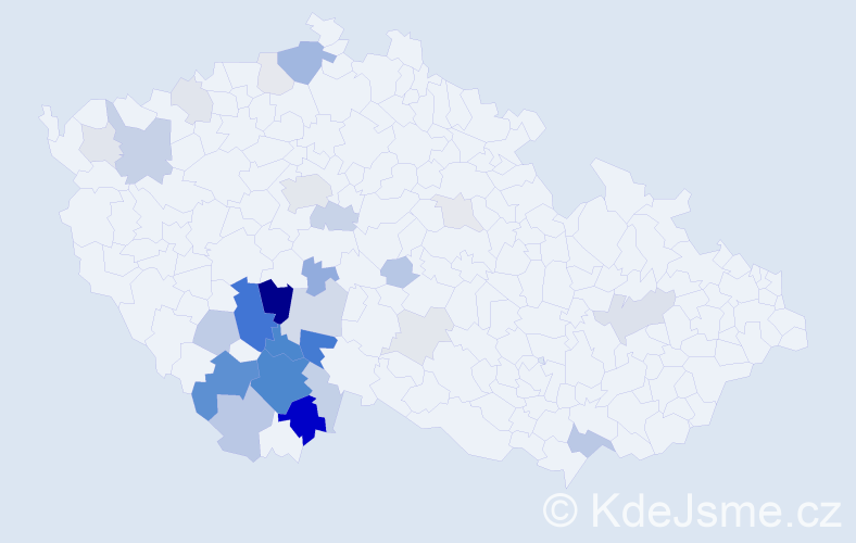 Příjmení: 'Pileček', počet výskytů 101 v celé ČR