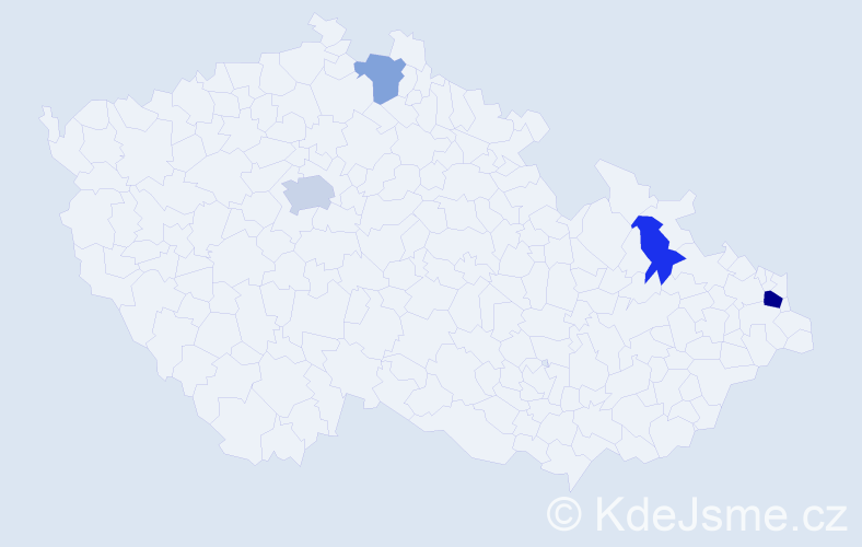 Příjmení: 'Chmelár', počet výskytů 7 v celé ČR