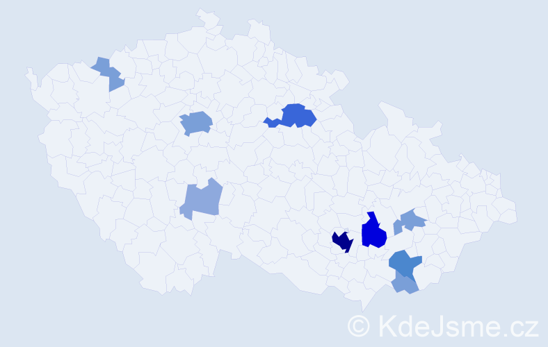 Příjmení: 'Zedka', počet výskytů 29 v celé ČR