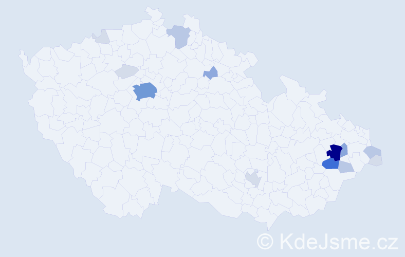 Příjmení: 'Krutilek', počet výskytů 51 v celé ČR