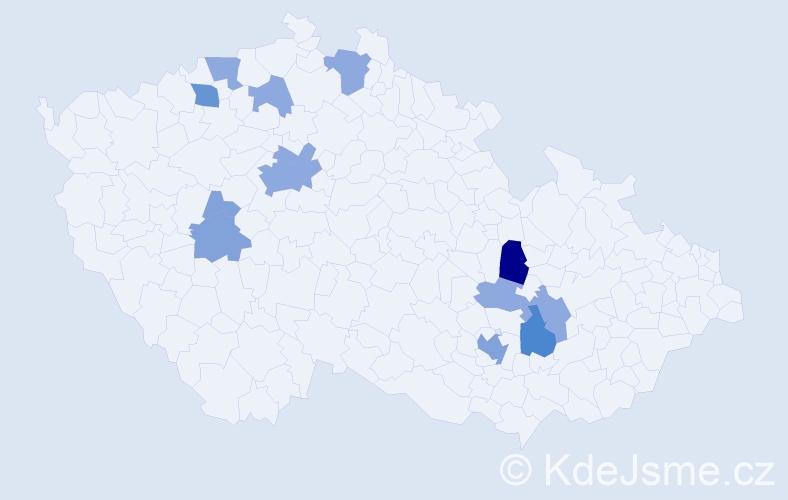 Příjmení: 'Kanka', počet výskytů 28 v celé ČR