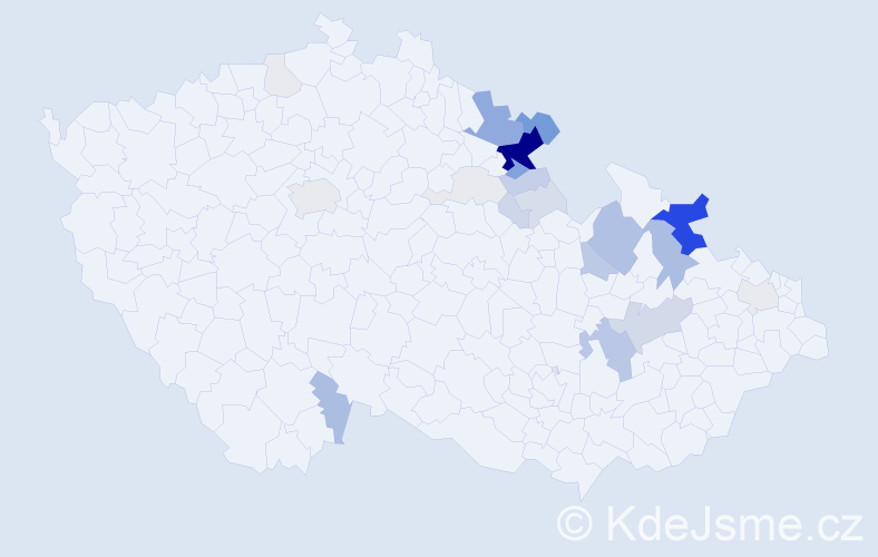 Příjmení: 'Lantová', počet výskytů 96 v celé ČR