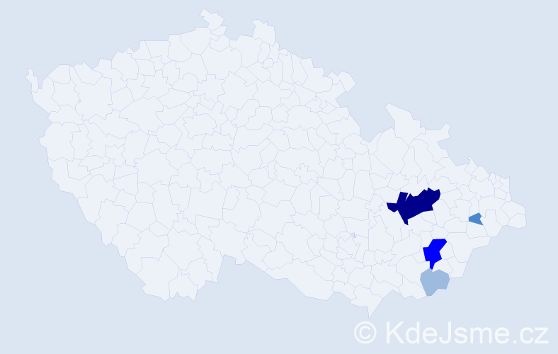 Příjmení: 'Prchla', počet výskytů 10 v celé ČR