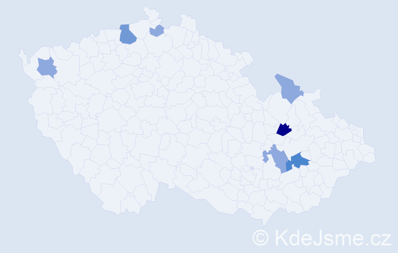 Příjmení: 'Pohajdová', počet výskytů 15 v celé ČR