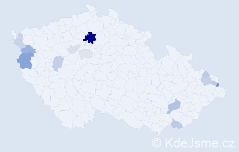 Příjmení: 'Miklušák', počet výskytů 34 v celé ČR