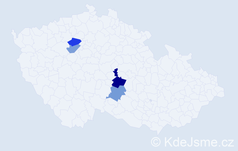 Příjmení: 'Klábeneš', počet výskytů 5 v celé ČR