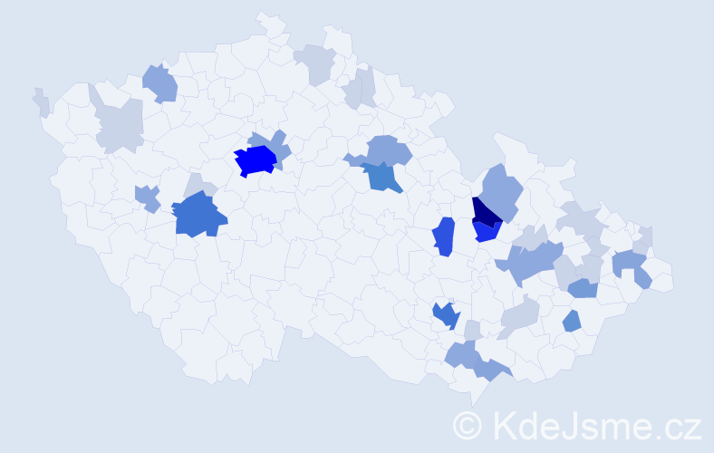 Příjmení: 'Klemšová', počet výskytů 106 v celé ČR
