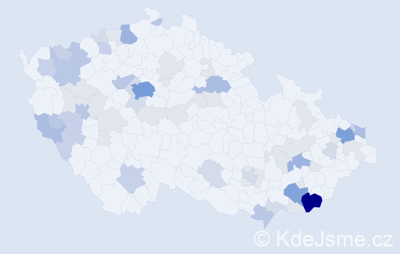 Příjmení: 'Vozárová', počet výskytů 186 v celé ČR