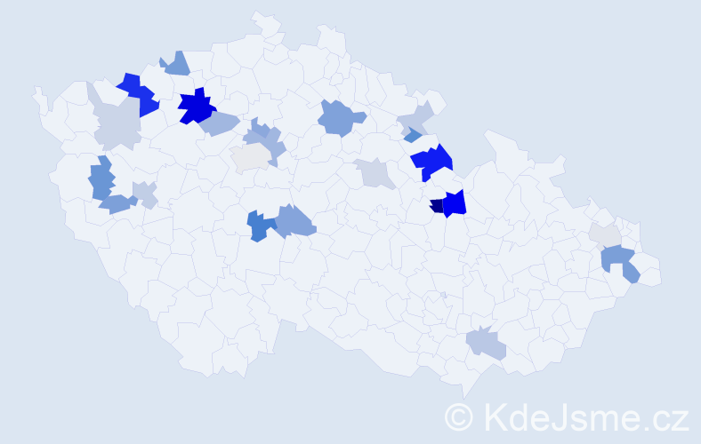Příjmení: 'Kráčmer', počet výskytů 47 v celé ČR