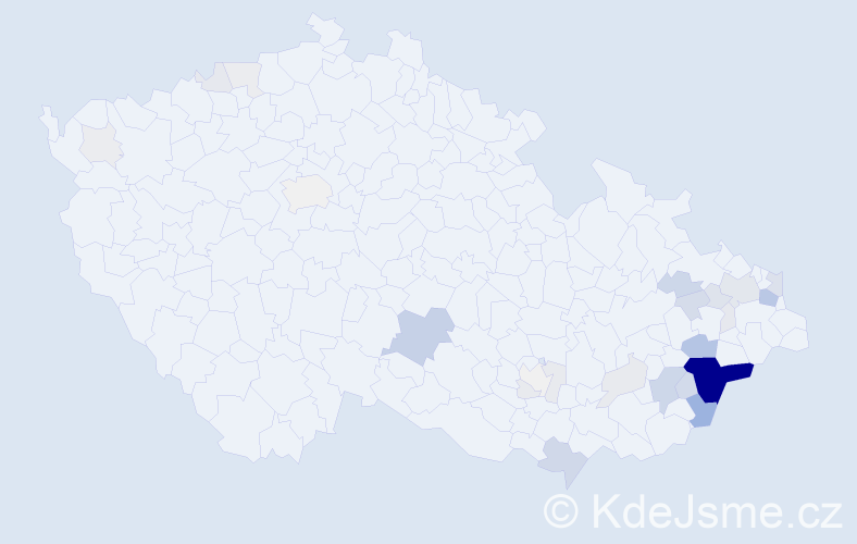 Příjmení: 'Rožnovják', počet výskytů 121 v celé ČR
