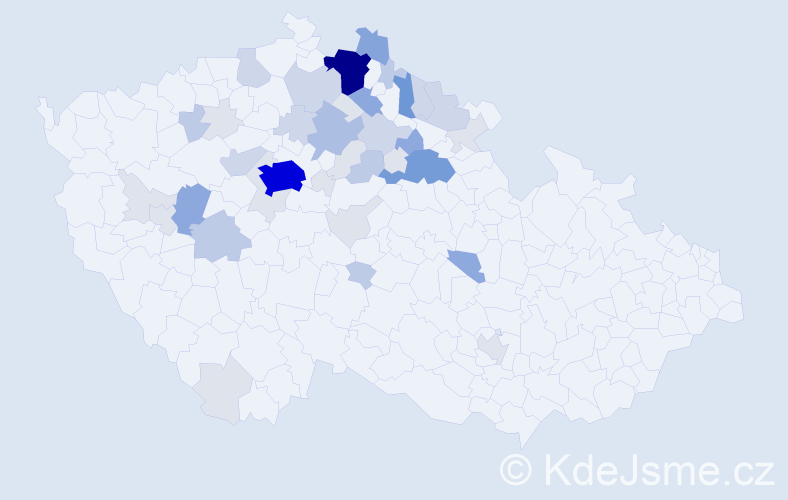 Příjmení: 'Kaprasová', počet výskytů 147 v celé ČR
