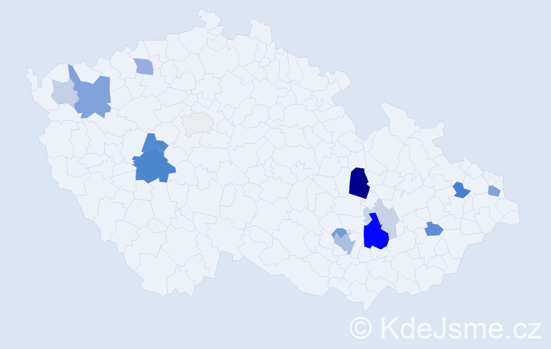 Příjmení: 'Kanková', počet výskytů 37 v celé ČR