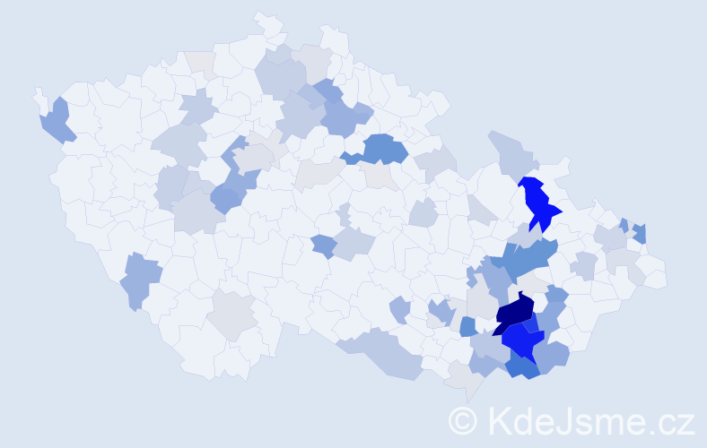 Příjmení: 'Melichárek', počet výskytů 295 v celé ČR