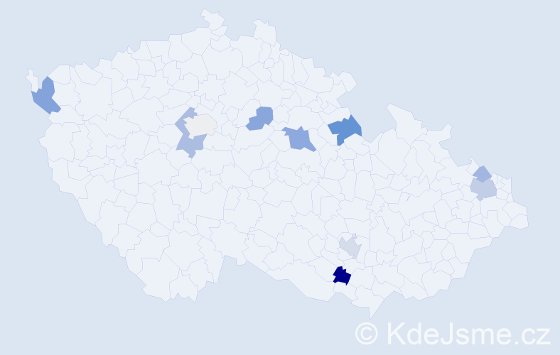 Příjmení: 'Eppingerová', počet výskytů 19 v celé ČR
