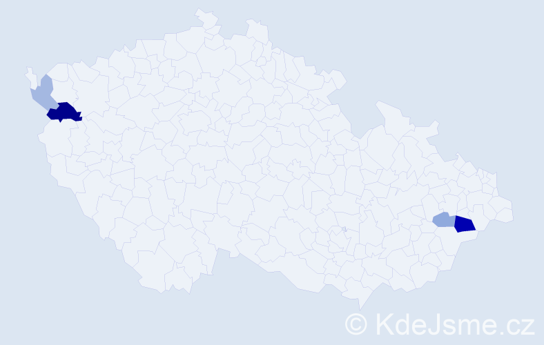 Příjmení: 'Pisáriková', počet výskytů 9 v celé ČR