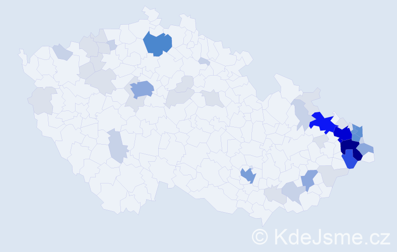 Příjmení: 'Gurecká', počet výskytů 171 v celé ČR