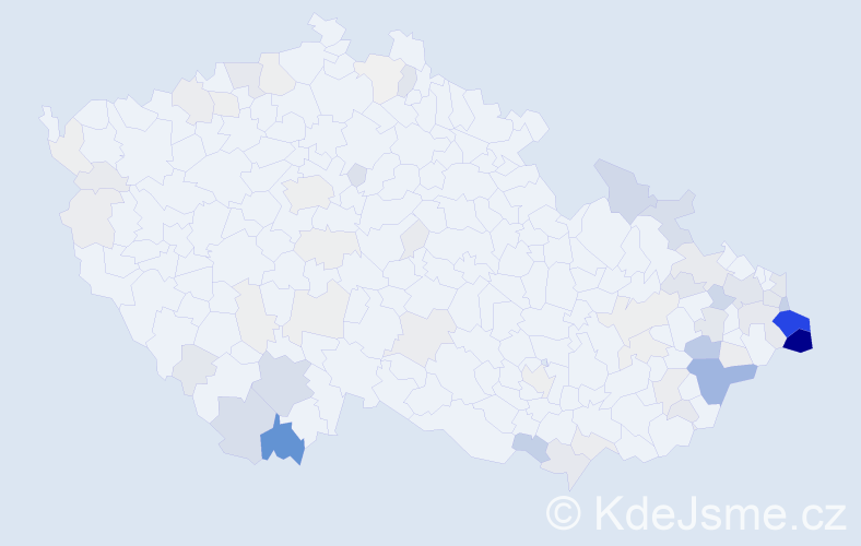 Příjmení: 'Labaj', počet výskytů 303 v celé ČR