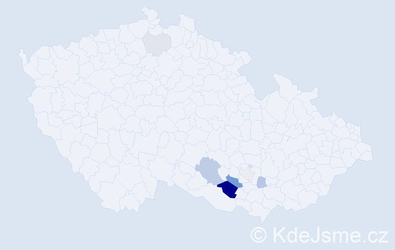 Příjmení: 'Pislcajtová', počet výskytů 18 v celé ČR